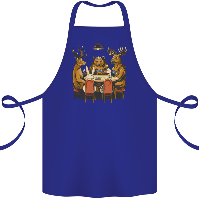 Animals Funny Wildlife Poker Game Cards Cotton Apron 100% Organic Royal Blue
