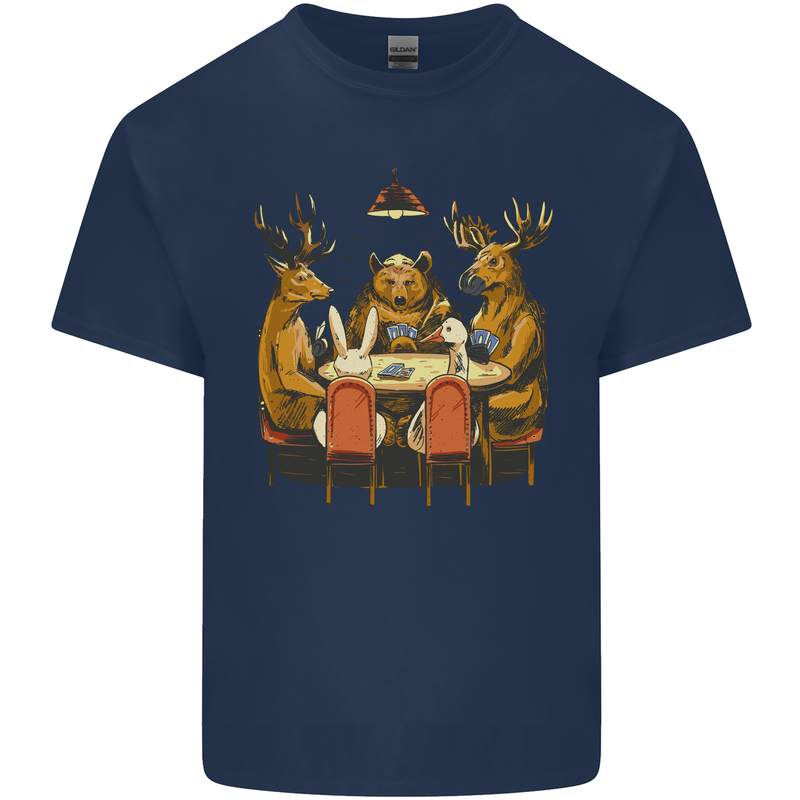Animals Funny Wildlife Poker Game Cards Kids T-Shirt Childrens Navy Blue