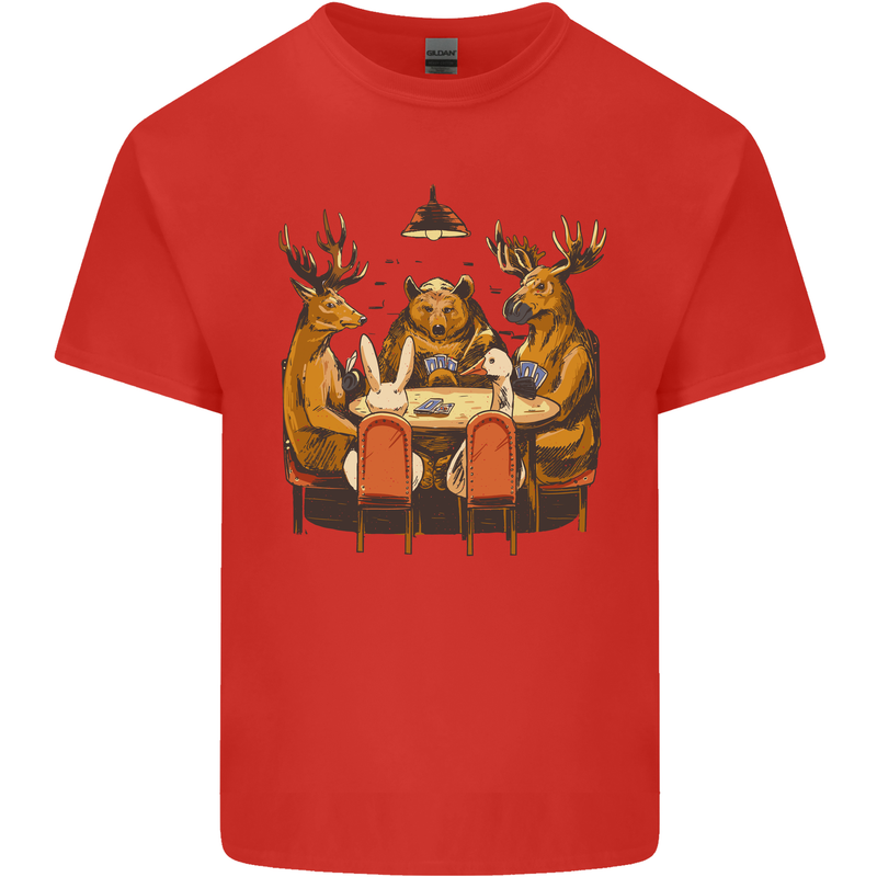 Animals Funny Wildlife Poker Game Cards Kids T-Shirt Childrens Red