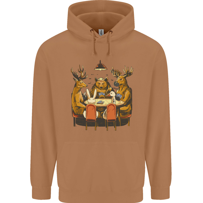 Animals Funny Wildlife Poker Game Cards Mens 80% Cotton Hoodie Caramel Latte