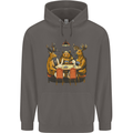 Animals Funny Wildlife Poker Game Cards Mens 80% Cotton Hoodie Charcoal