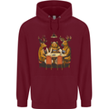 Animals Funny Wildlife Poker Game Cards Mens 80% Cotton Hoodie Maroon