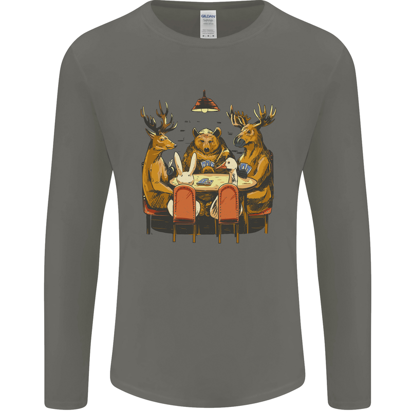 Animals Funny Wildlife Poker Game Cards Mens Long Sleeve T-Shirt Charcoal