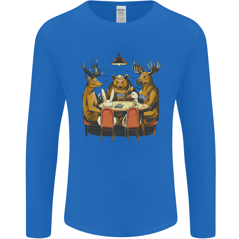 Animals Funny Wildlife Poker Game Cards Mens Long Sleeve T-Shirt Royal Blue