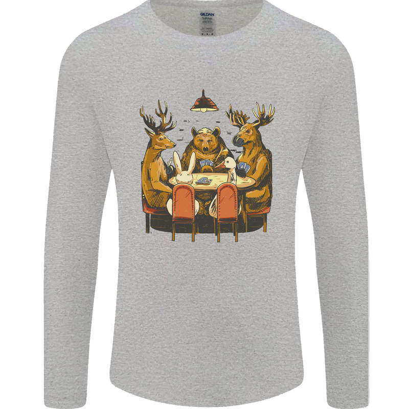 Animals Funny Wildlife Poker Game Cards Mens Long Sleeve T-Shirt Sports Grey