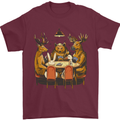Animals Funny Wildlife Poker Game Cards Mens T-Shirt Cotton Gildan Maroon