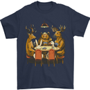 Animals Funny Wildlife Poker Game Cards Mens T-Shirt Cotton Gildan Navy Blue