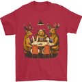 Animals Funny Wildlife Poker Game Cards Mens T-Shirt Cotton Gildan Red