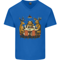 Animals Funny Wildlife Poker Game Cards Mens V-Neck Cotton T-Shirt Royal Blue