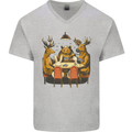 Animals Funny Wildlife Poker Game Cards Mens V-Neck Cotton T-Shirt Sports Grey