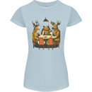 Animals Funny Wildlife Poker Game Cards Womens Petite Cut T-Shirt Light Blue