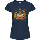 Animals Funny Wildlife Poker Game Cards Womens Petite Cut T-Shirt Navy Blue