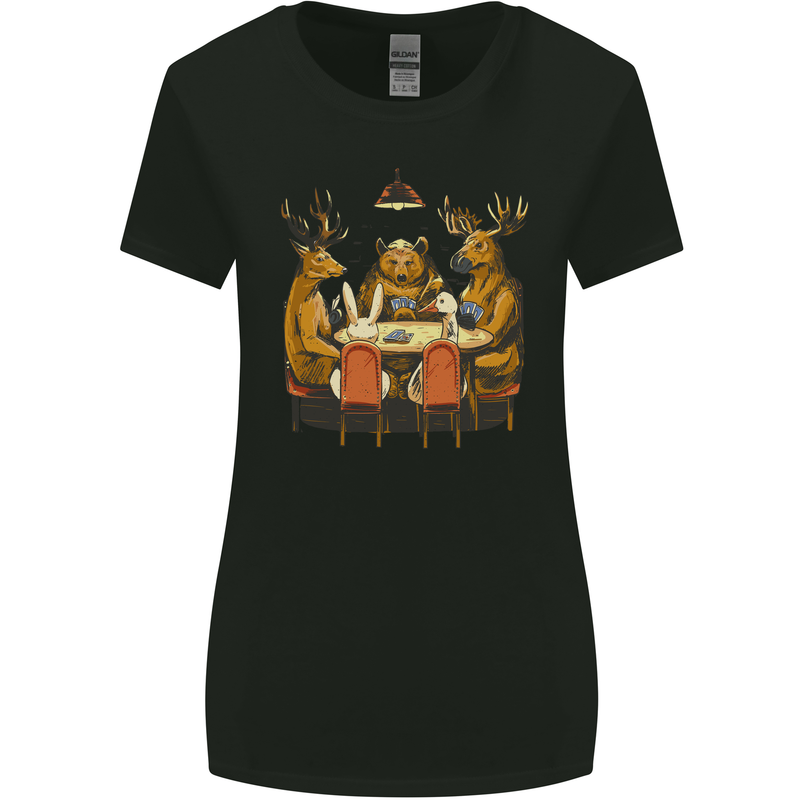 Animals Funny Wildlife Poker Game Cards Womens Wider Cut T-Shirt Black