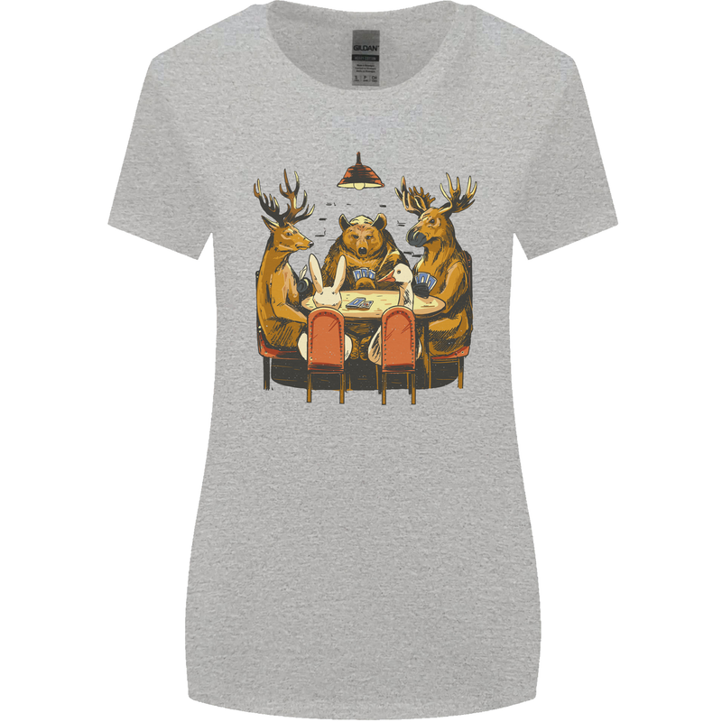 Animals Funny Wildlife Poker Game Cards Womens Wider Cut T-Shirt Sports Grey