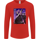 Anime Fairy Biker Japan Motorbike Motorcyle Mens Long Sleeve T-Shirt Red