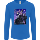 Anime Fairy Biker Japan Motorbike Motorcyle Mens Long Sleeve T-Shirt Royal Blue
