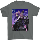 Anime Fairy Biker Japan Motorbike Motorcyle Mens T-Shirt 100% Cotton Charcoal