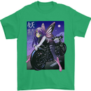 Anime Fairy Biker Japan Motorbike Motorcyle Mens T-Shirt 100% Cotton Irish Green