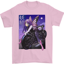 Anime Fairy Biker Japan Motorbike Motorcyle Mens T-Shirt 100% Cotton Light Pink