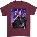 Anime Fairy Biker Japan Motorbike Motorcyle Mens T-Shirt 100% Cotton Maroon