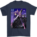 Anime Fairy Biker Japan Motorbike Motorcyle Mens T-Shirt 100% Cotton Navy Blue