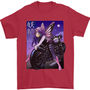 Anime Fairy Biker Japan Motorbike Motorcyle Mens T-Shirt 100% Cotton Red