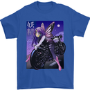 Anime Fairy Biker Japan Motorbike Motorcyle Mens T-Shirt 100% Cotton Royal Blue