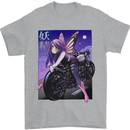 Anime Fairy Biker Japan Motorbike Motorcyle Mens T-Shirt 100% Cotton Sports Grey