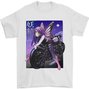 Anime Fairy Biker Japan Motorbike Motorcyle Mens T-Shirt 100% Cotton White