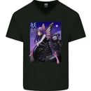 Anime Fairy Biker Japan Motorbike Motorcyle Mens V-Neck Cotton T-Shirt Black