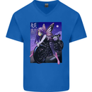 Anime Fairy Biker Japan Motorbike Motorcyle Mens V-Neck Cotton T-Shirt Royal Blue