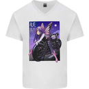 Anime Fairy Biker Japan Motorbike Motorcyle Mens V-Neck Cotton T-Shirt White