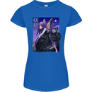 Anime Fairy Biker Japan Motorbike Motorcyle Womens Petite Cut T-Shirt Royal Blue