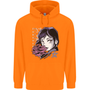 Anime Girl With Flowers Childrens Kids Hoodie Orange