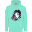 Anime Girl With Flowers Childrens Kids Hoodie Peppermint
