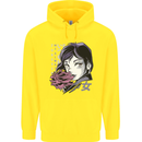 Anime Girl With Flowers Childrens Kids Hoodie Yellow