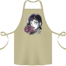 Anime Girl With Flowers Cotton Apron 100% Organic Khaki