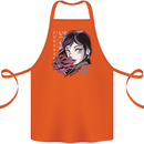 Anime Girl With Flowers Cotton Apron 100% Organic Orange