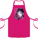 Anime Girl With Flowers Cotton Apron 100% Organic Pink