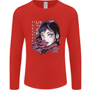 Anime Girl With Flowers Mens Long Sleeve T-Shirt Red