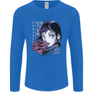 Anime Girl With Flowers Mens Long Sleeve T-Shirt Royal Blue