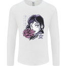 Anime Girl With Flowers Mens Long Sleeve T-Shirt White