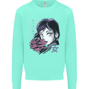 Anime Girl With Flowers Mens Sweatshirt Jumper Peppermint