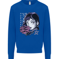 Anime Girl With Flowers Mens Sweatshirt Jumper Royal Blue