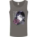 Anime Girl With Flowers Mens Vest Tank Top Charcoal