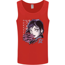 Anime Girl With Flowers Mens Vest Tank Top Red