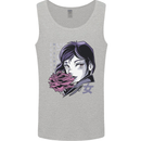 Anime Girl With Flowers Mens Vest Tank Top Sports Grey