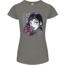 Anime Girl With Flowers Womens Petite Cut T-Shirt Charcoal