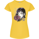 Anime Girl With Flowers Womens Petite Cut T-Shirt Yellow