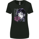 Anime Girl With Flowers Womens Wider Cut T-Shirt Black